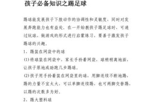 足球训练小技巧（15个实用的足球训练技巧助你脱颖而出）